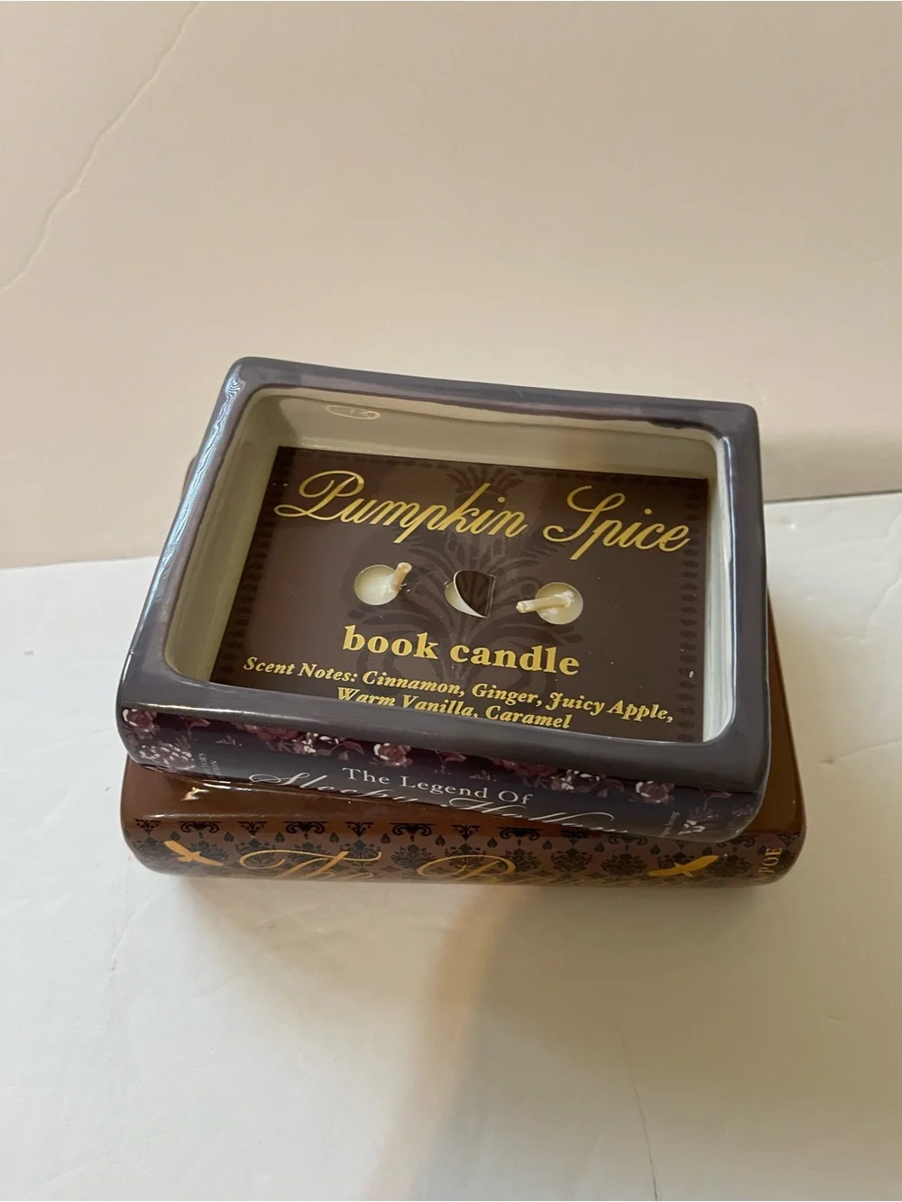 Book Candle features Sleepy Hollow/Raven Book Candle “Pumpkin Spice” - NWT **